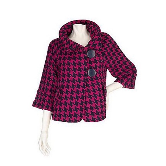 Simply. Chloe Dao Houndstooth Crop Swing Jacket - Picture 4 of 6